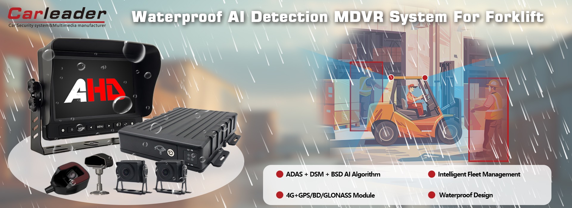 Водоустойчива AI откриване на MDVR система за мотокар