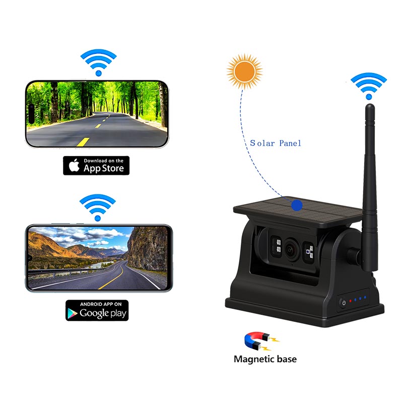 Магнитна слънчева WiFi безжична резервна камера за iOS Android