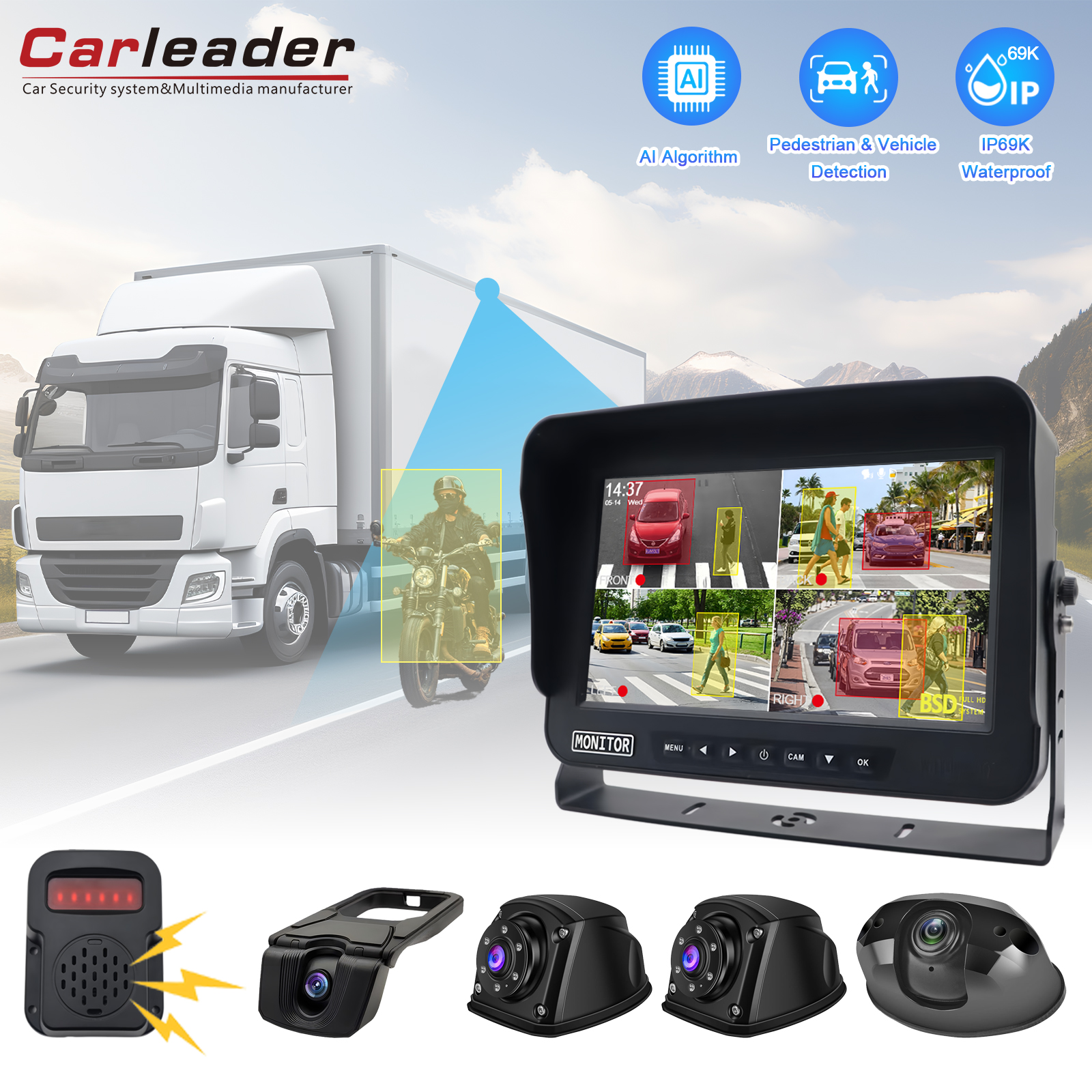 Подобряване на безопасността на шофирането с Carleader 10.1 инчов автомобил BSD Сляпото откриване на петна система за наблюдение