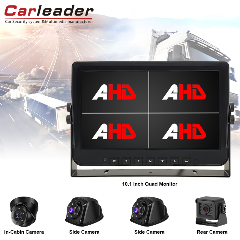 Надстройте вашия опит за мониторинг с Carleader 10.1-инчов 4aV входове Quad View AHD Монитор на превозни средства и комплект за камера