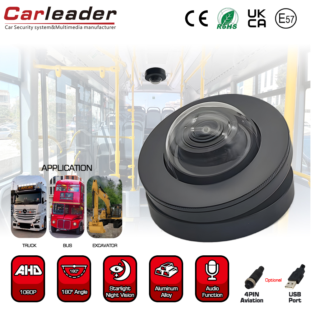Carleader 180 градуса широк ъгъл HD 1080p Dome Camera Camera за надзор на превозното средство