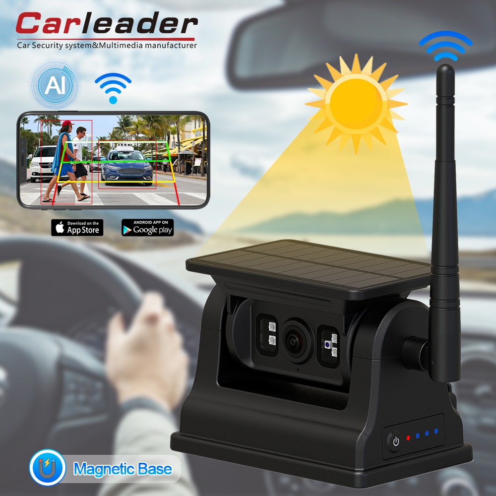 Carleader 1080P магнитна слънчева WiFi безжична резервна камера за RV за IOS Android Carleader 1080P магнитна слънчева WiFi безжична резервна камера за RV за IOS Android