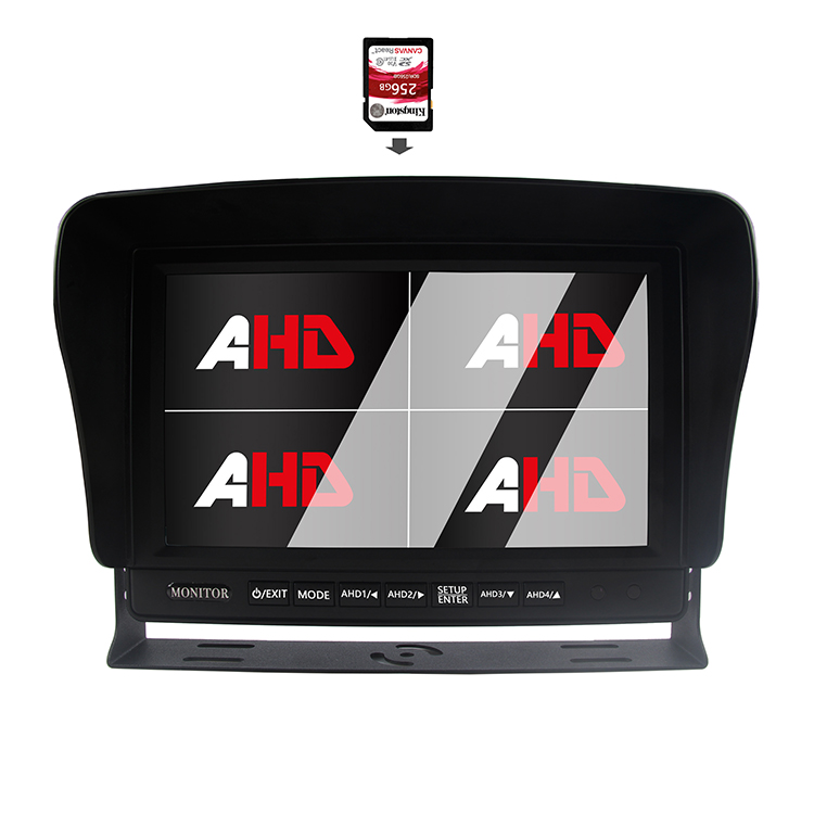 Carleader 9-инчов четиридисплейен AHD монитор за видео запис на камион